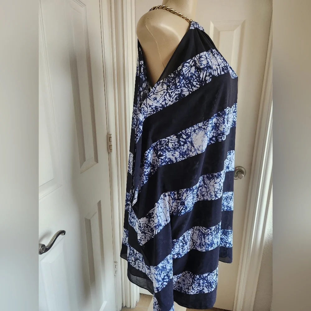Michael Kors Striped Tie Dye Blue Chain Halter Dress‎ Size M